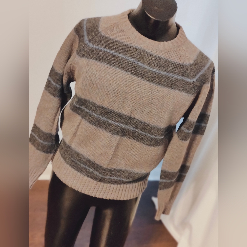 Ski sweater space dyed gray brown vintage 70s holiday Alpine